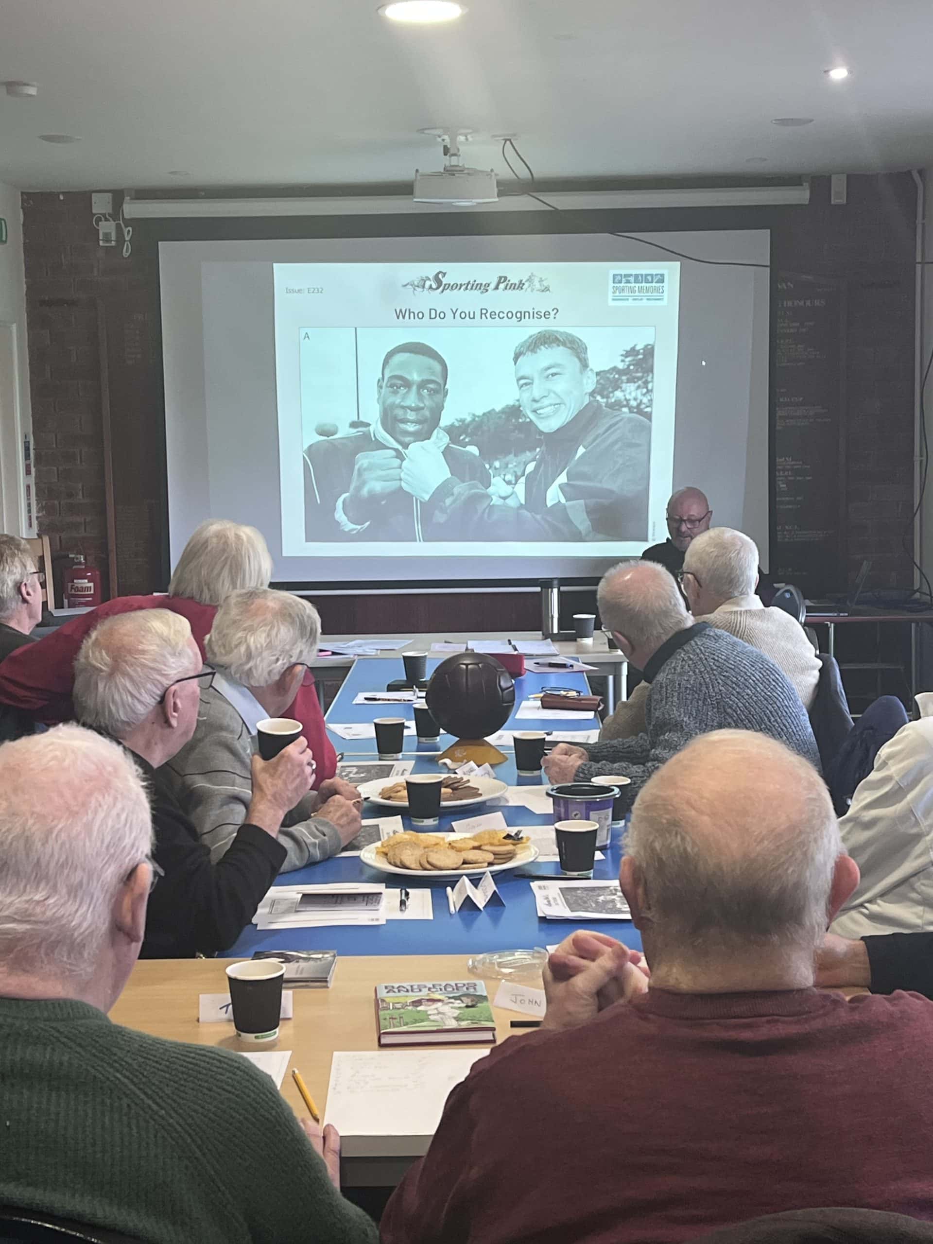 Men at a Sporting Memories club for mental health and wellbeing