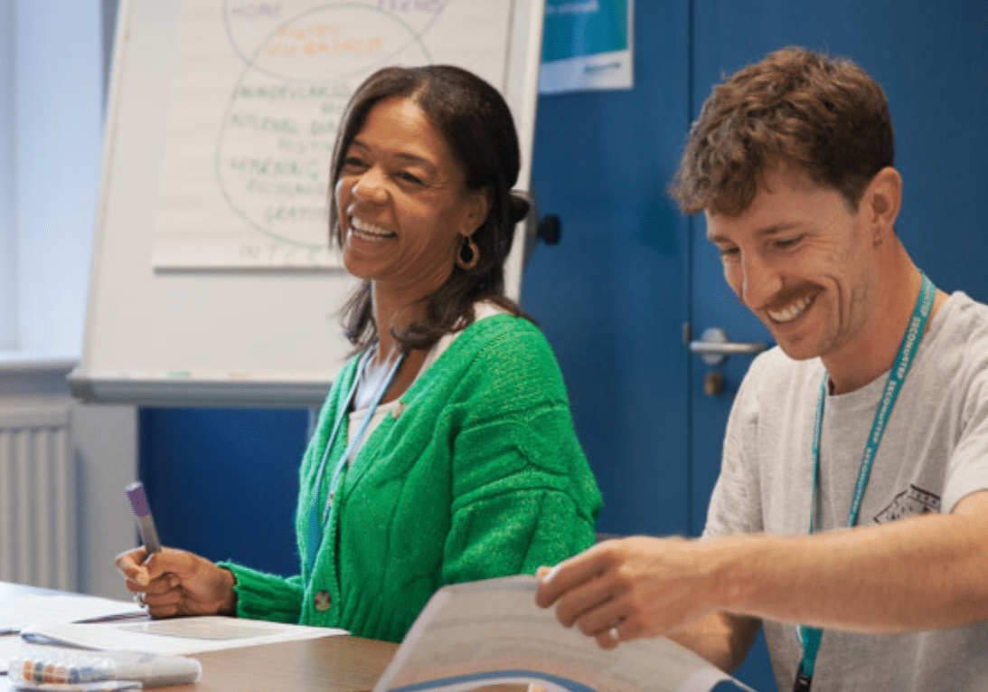 Jas and Tom leading a Bristol Wellbeing College session