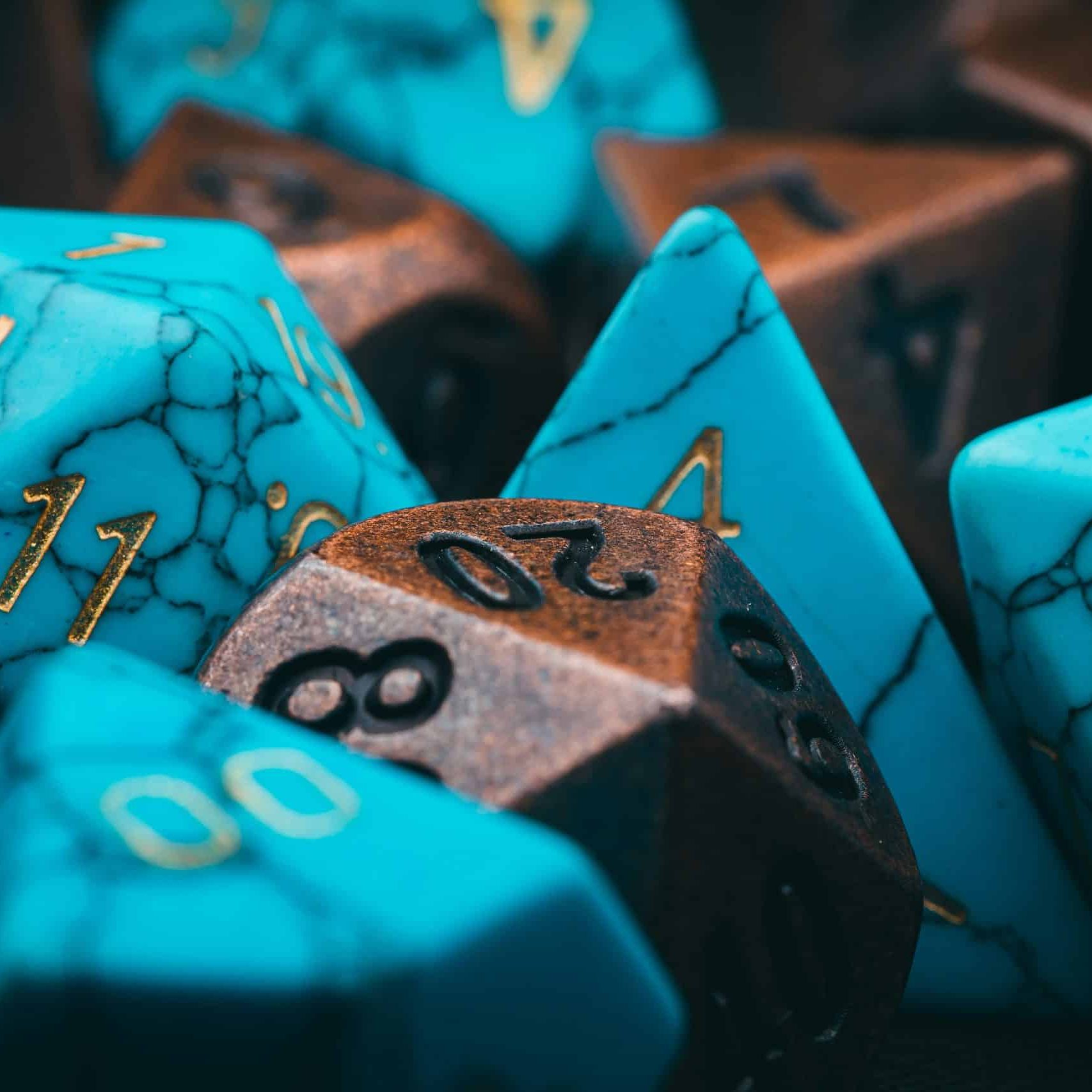 Teal dungeons and dragons dice